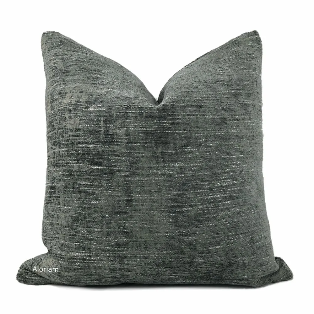 Knox Thunder Gray Slub Textured Chenille Pillow Cover