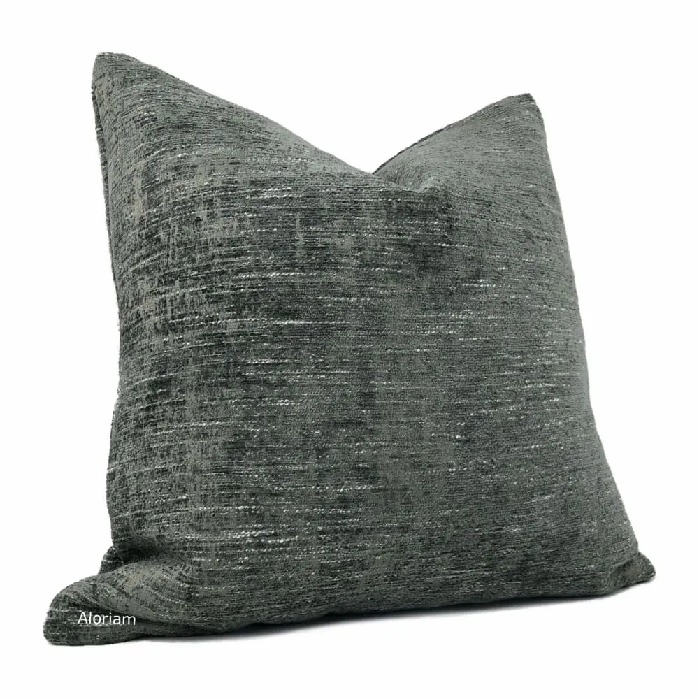 Knox Thunder Gray Slub Textured Chenille Pillow Cover