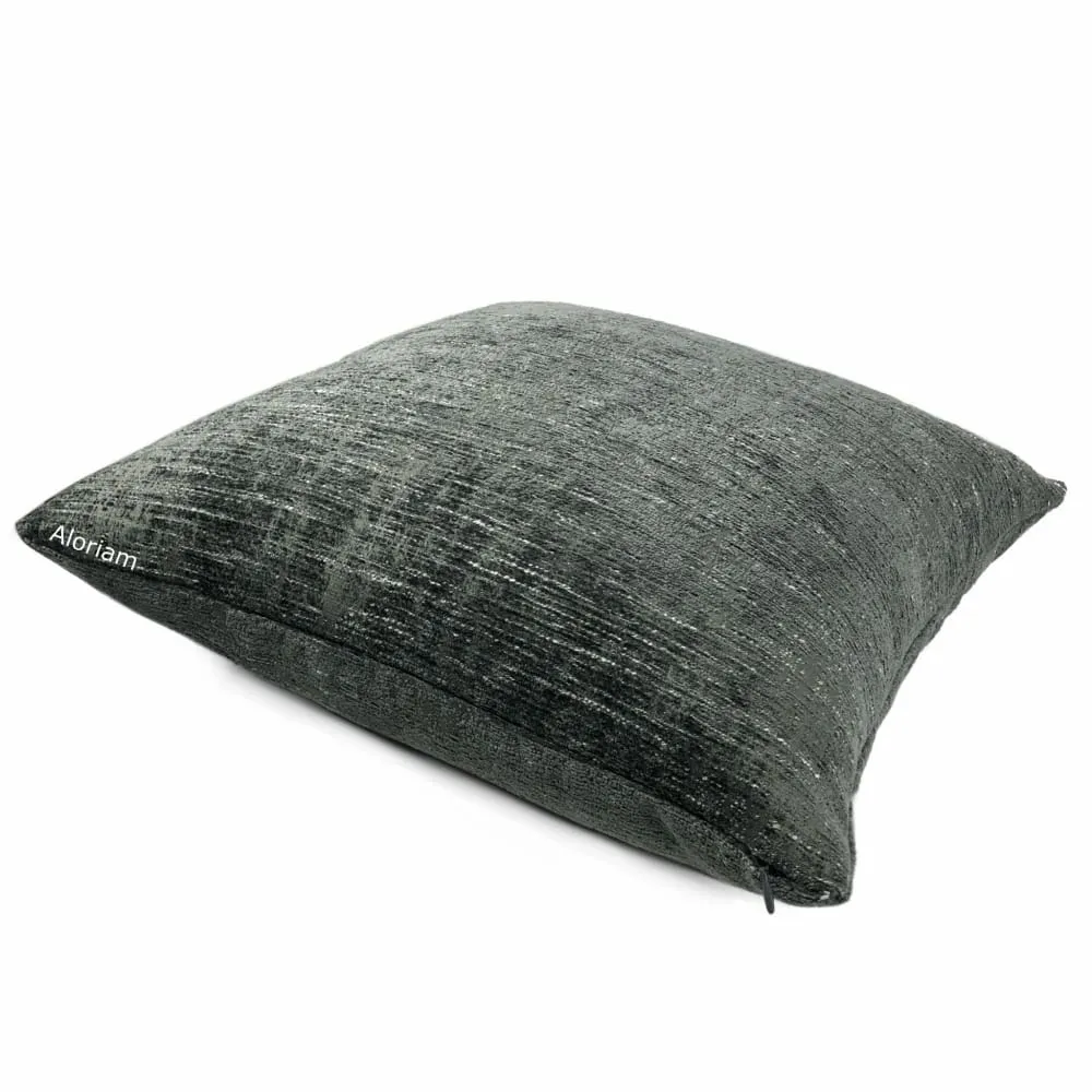 Knox Thunder Gray Slub Textured Chenille Pillow Cover