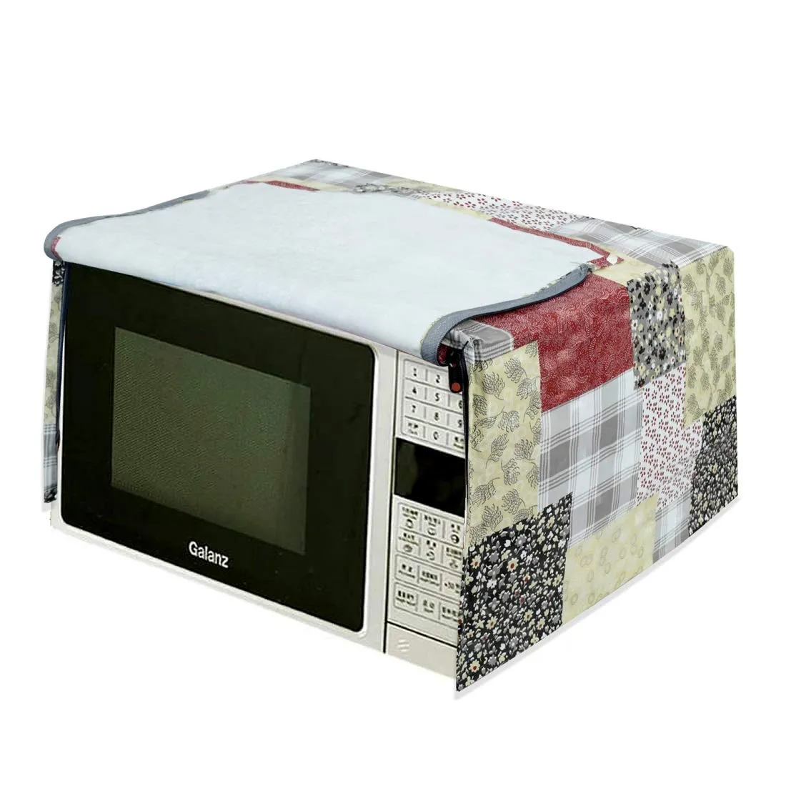 Kuber Industries 3D Checkered Design PVC Microwave Oven Full Closure Cover for 25 Litre (Maroon) - CTKTC045611