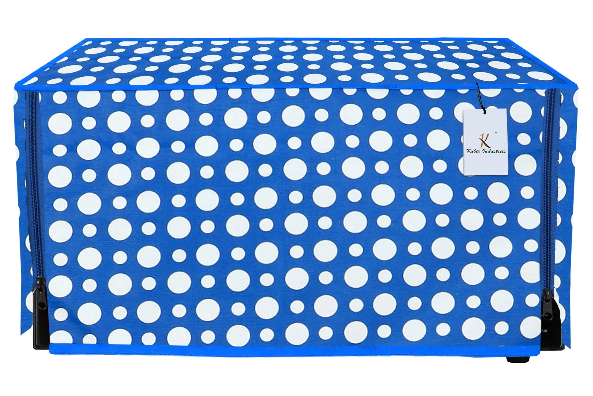 Kuber Industries Polka Dots Design PVC Microwave Oven Full Closure Cover for 23 Litre (Blue) CTKTC33225 23 Ltr