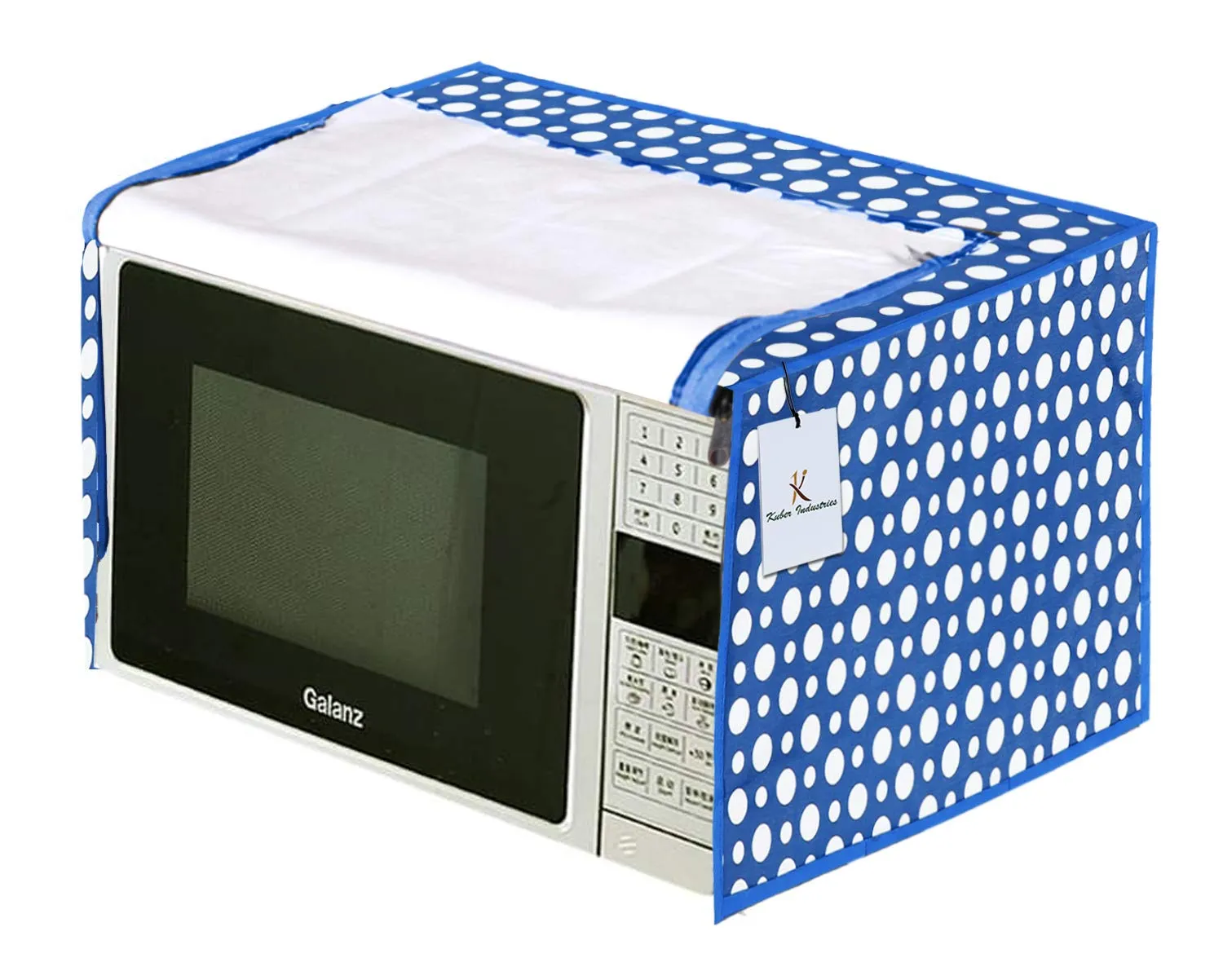 Kuber Industries Polka Dots Design PVC Microwave Oven Full Closure Cover for 30 Litre (Blue) CTKTC33228