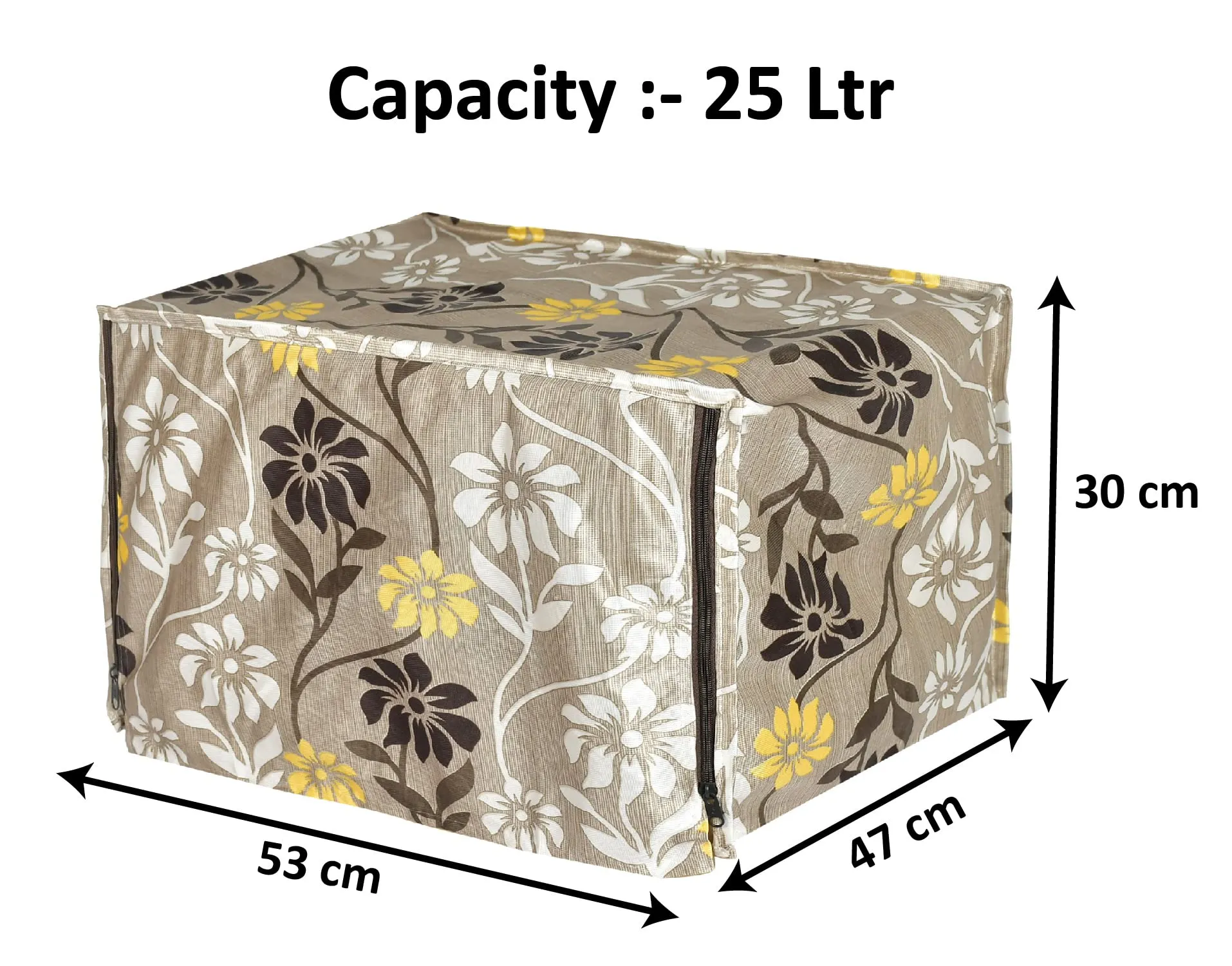 Kuber Industries Polyster Flower Printed Microwave Oven Cover, Dustproof Machine Protector Cover,25 LTR. (Brown)-HS43KUBMART25916