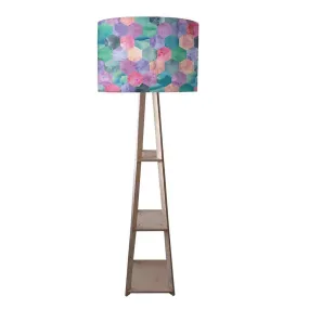 Large Wooden Floor Lamp - Marble Stone Effect