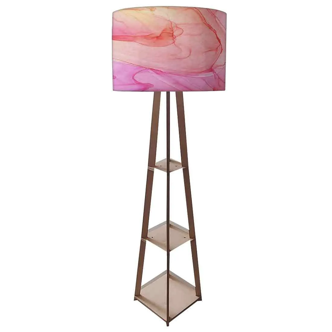 Large Wooden Floor Lamp  -   Pink Purple Ink Watercolor