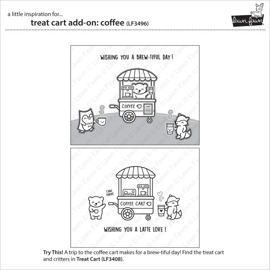 Lawn Fawn Clear Stamp Set - Treat Cart Add-On: Coffee