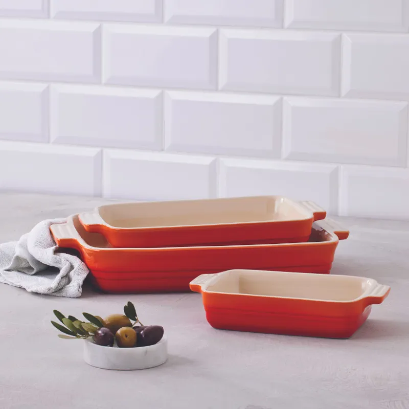 Le Creuset Stoneware Set of 3 Classic Rectangular Dishes