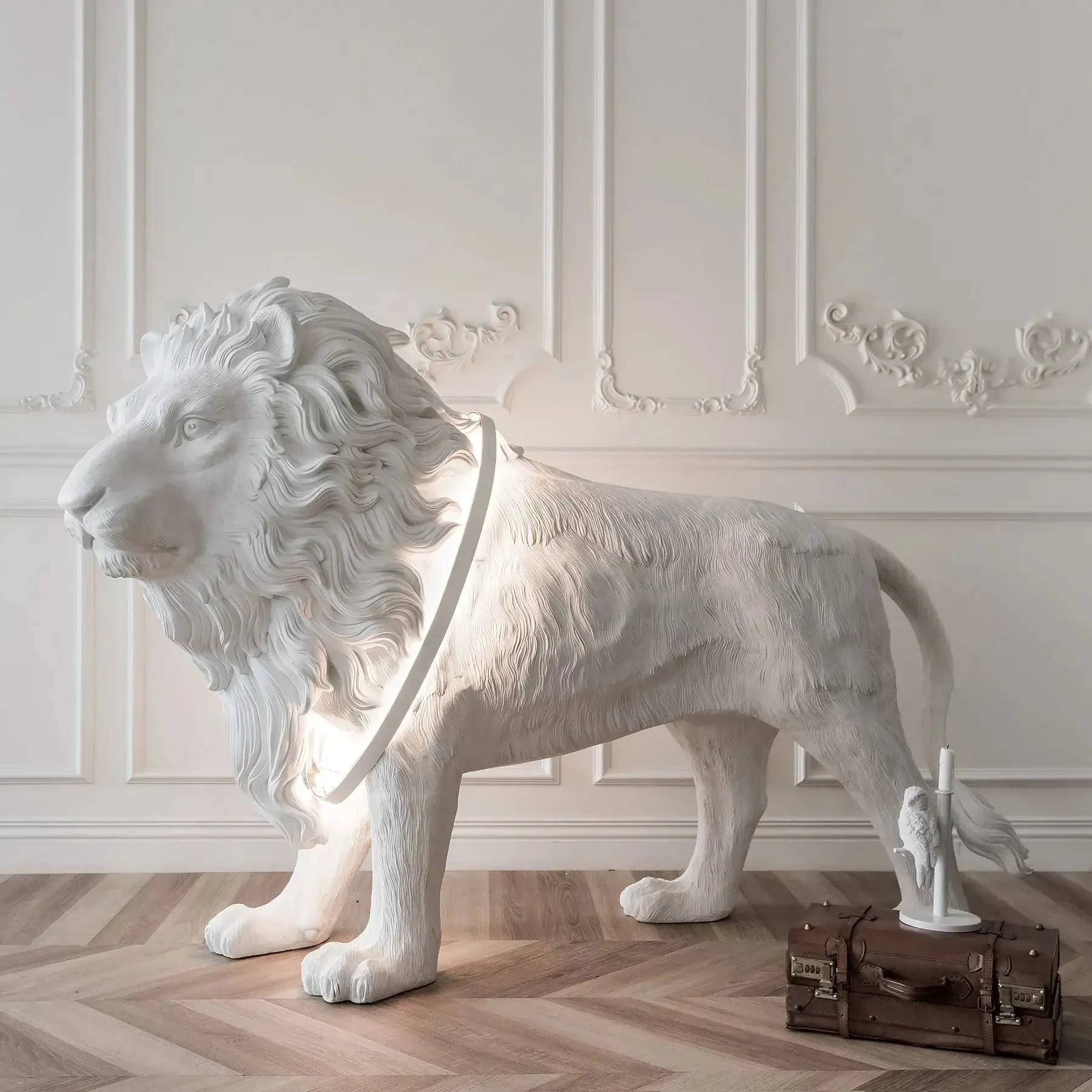 Leo Lion Sculpture Floor Lamp