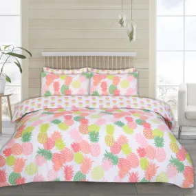 Lewis's Twin Pack Flamingo / Pineapple Duvet Set - Coral