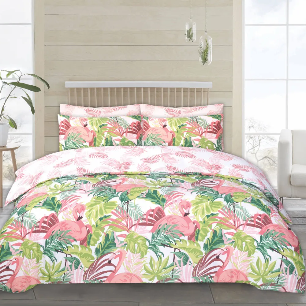 Lewis's Twin Pack Flamingo / Pineapple Duvet Set - Coral