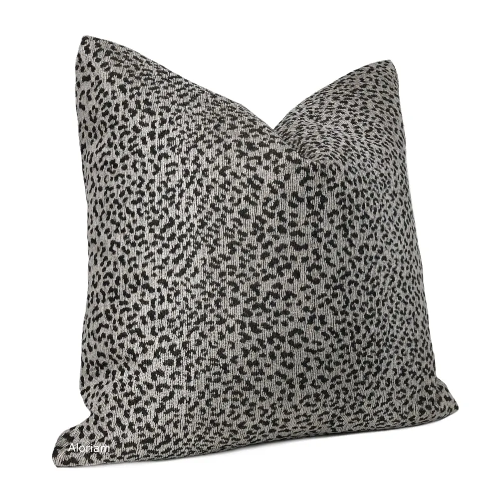 Lionel Black Gray Leopard Spot Chenille Pillow Cover (Fabric by the Yard available)