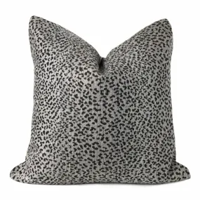 Lionel Black Gray Leopard Spot Chenille Pillow Cover (Fabric by the Yard available)