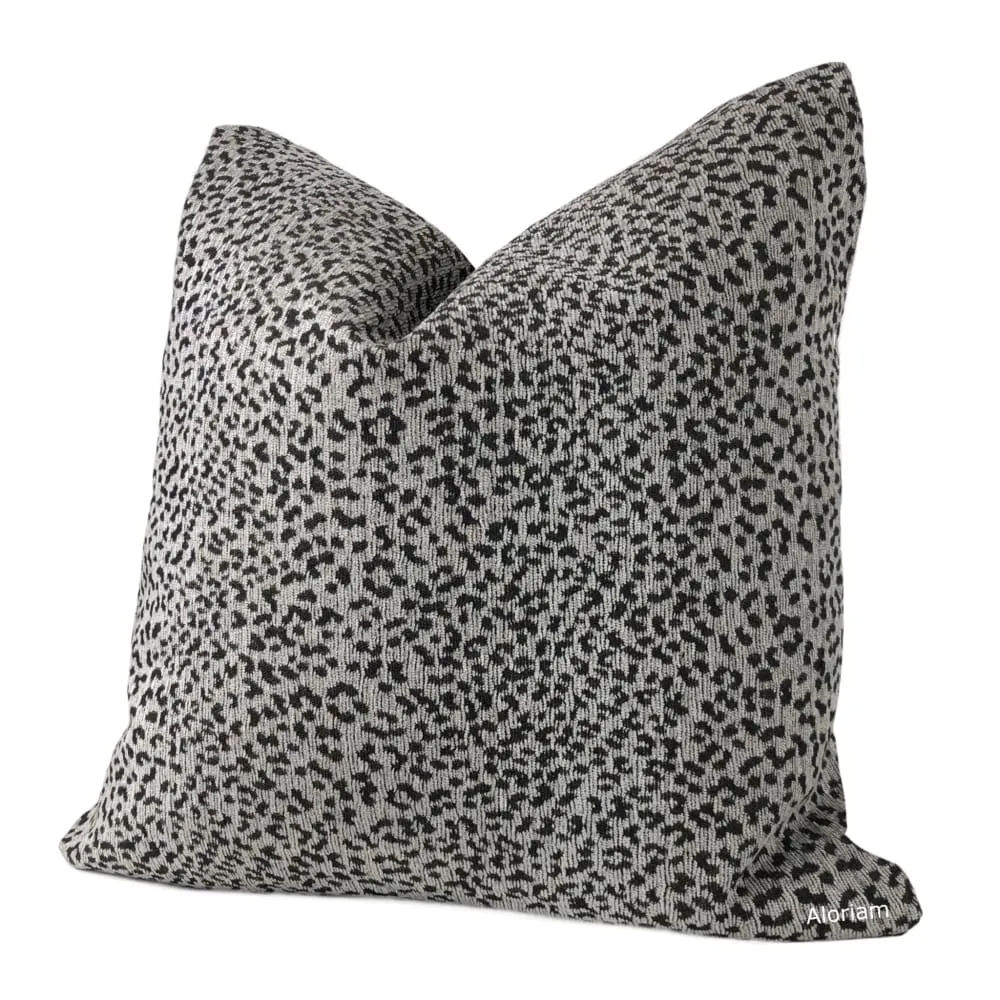 Lionel Black Gray Leopard Spot Chenille Pillow Cover (Fabric by the Yard available)