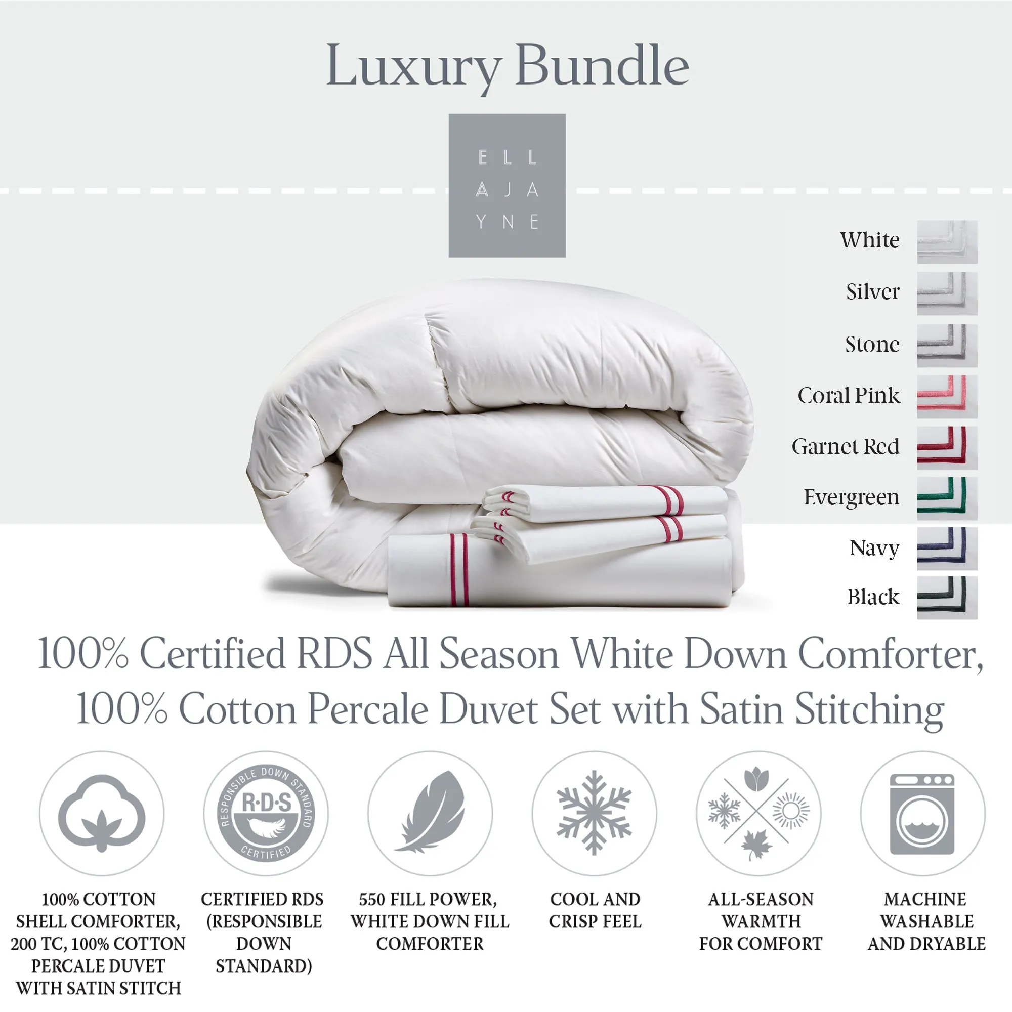 Luxury Bundle | RDS Comforter and Percale Satin Stitching Duvet Set