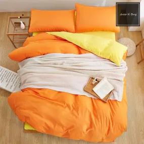 Luxury Reversible Orange And Yellow Duvet Set - 6 Pieces