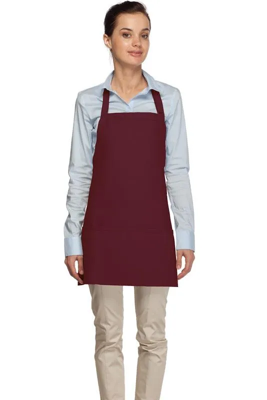 Maroon Deluxe Bib Adjustable Apron (3 Pockets)