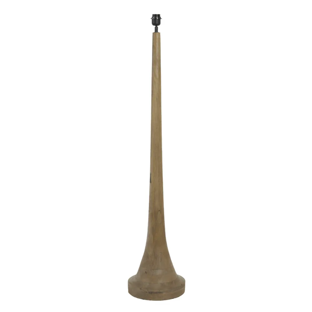 Matt Dark Brown Wooden Floor Lamp & Natural Shade