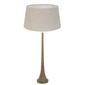 Matt Dark Brown Wooden Floor Lamp & Natural Shade