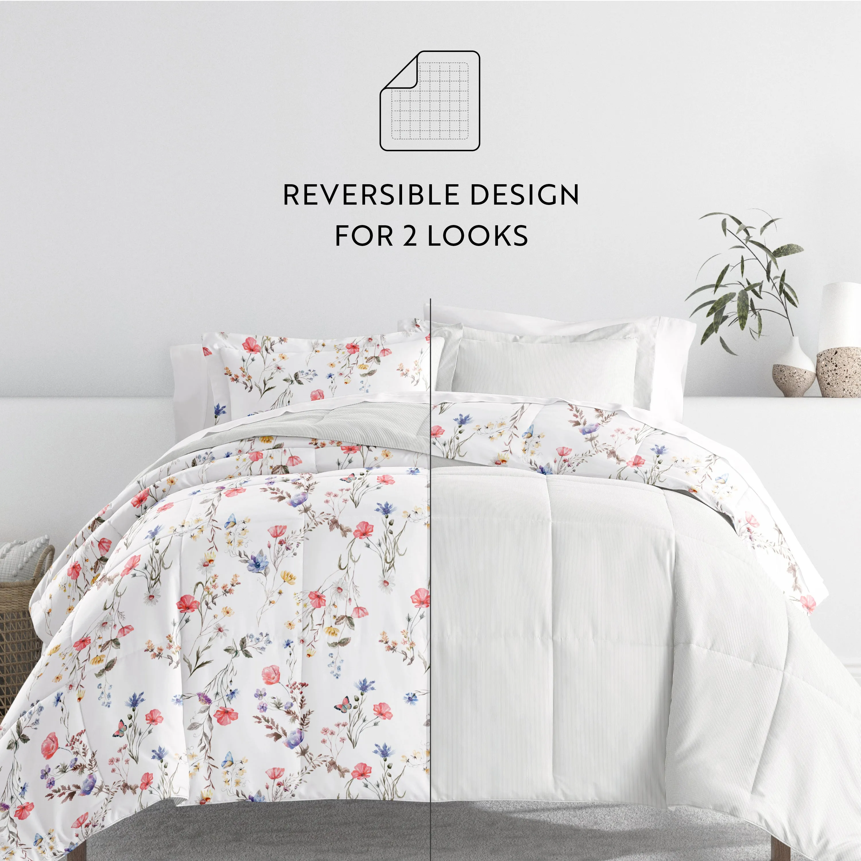 Meadow Floral Reversible Down-Alternative Comforter Set