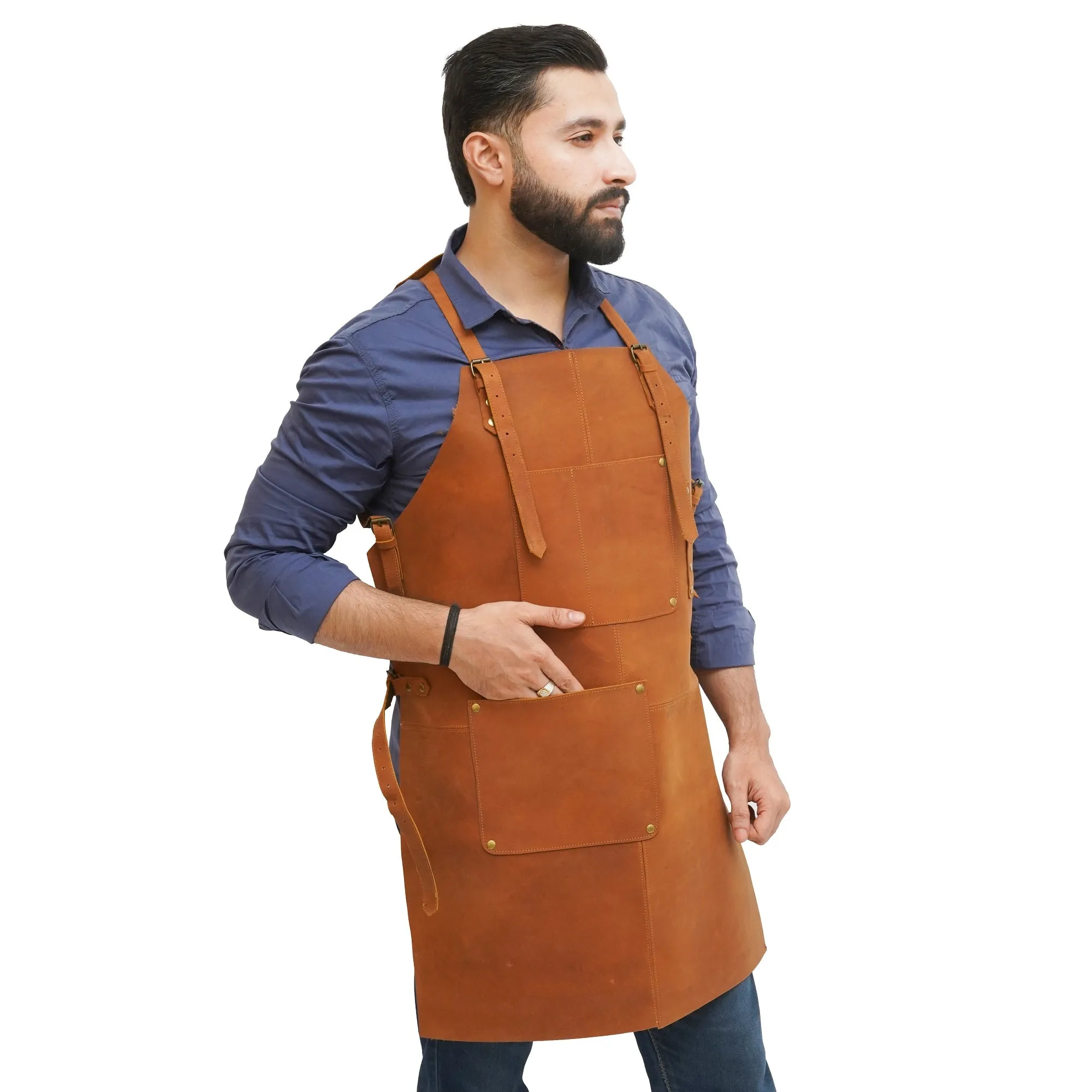 Men Leather Apron - Handy Pockets