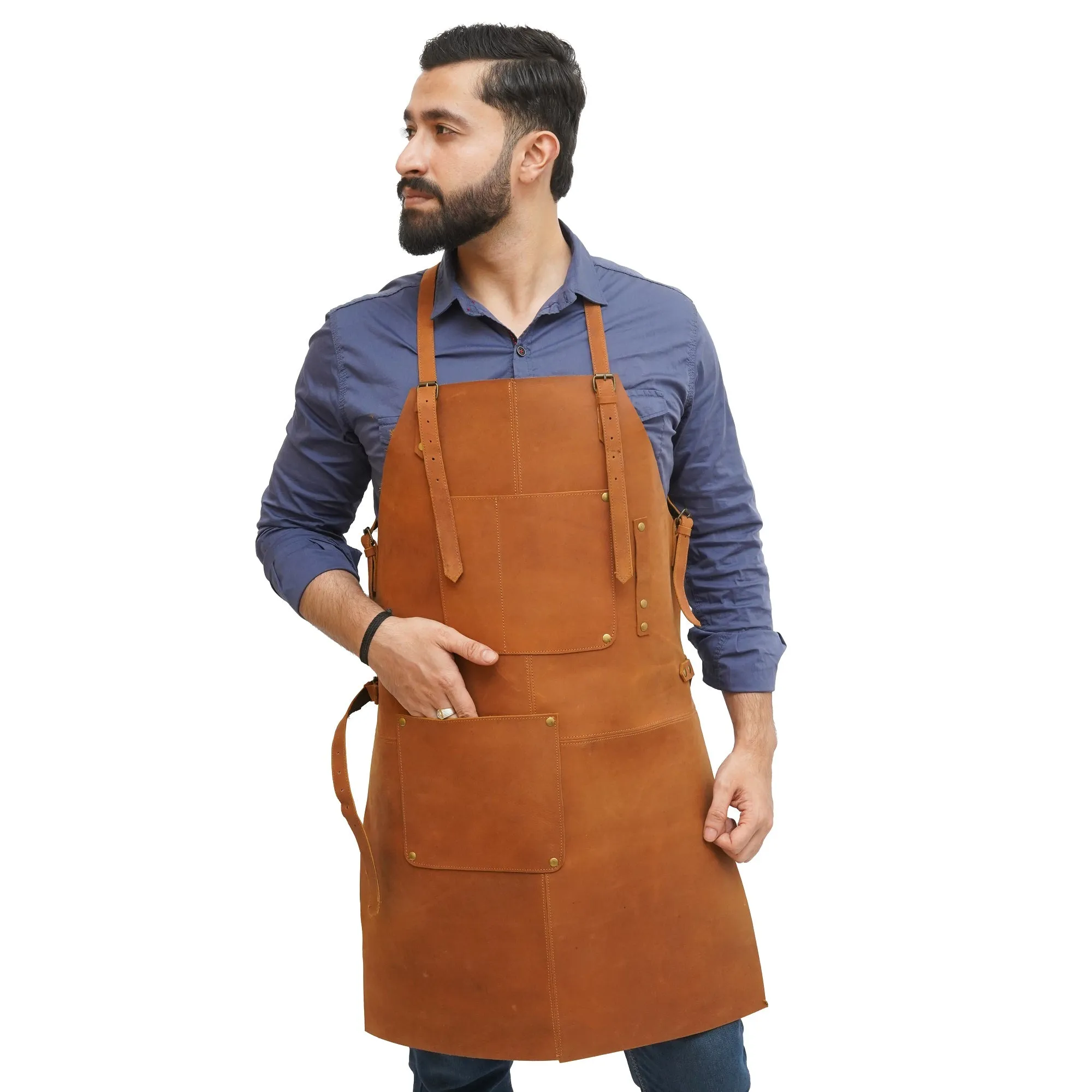 Men Leather Apron - Handy Pockets