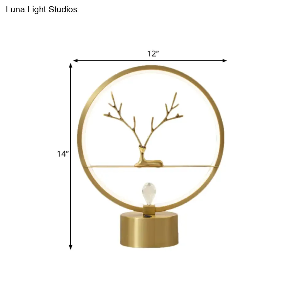 Metal LED Desk Light with Deer Design - Nordic Style Night Table Lighting (Gold)