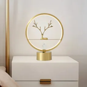 Metal LED Desk Light with Deer Design - Nordic Style Night Table Lighting (Gold)