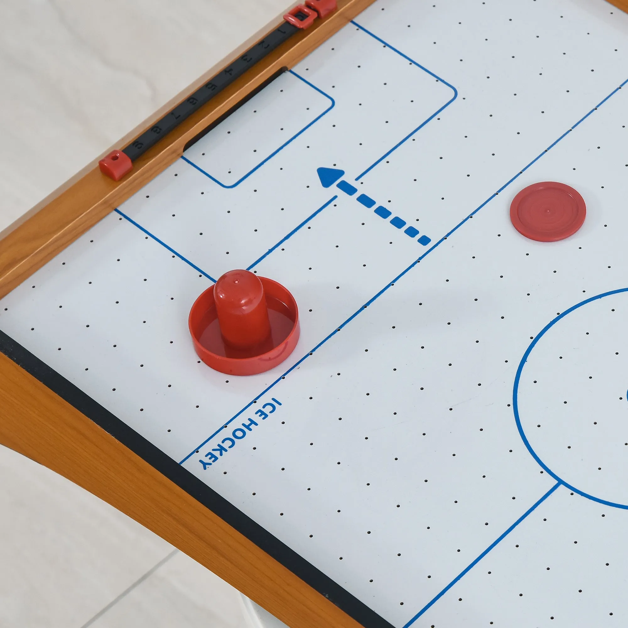 Mini Air Hockey Tabletop Game w/ 2 Pucks Pushers Fan Play Board Scoreboard Markings Portable Family Game Children Adults 8 Years 