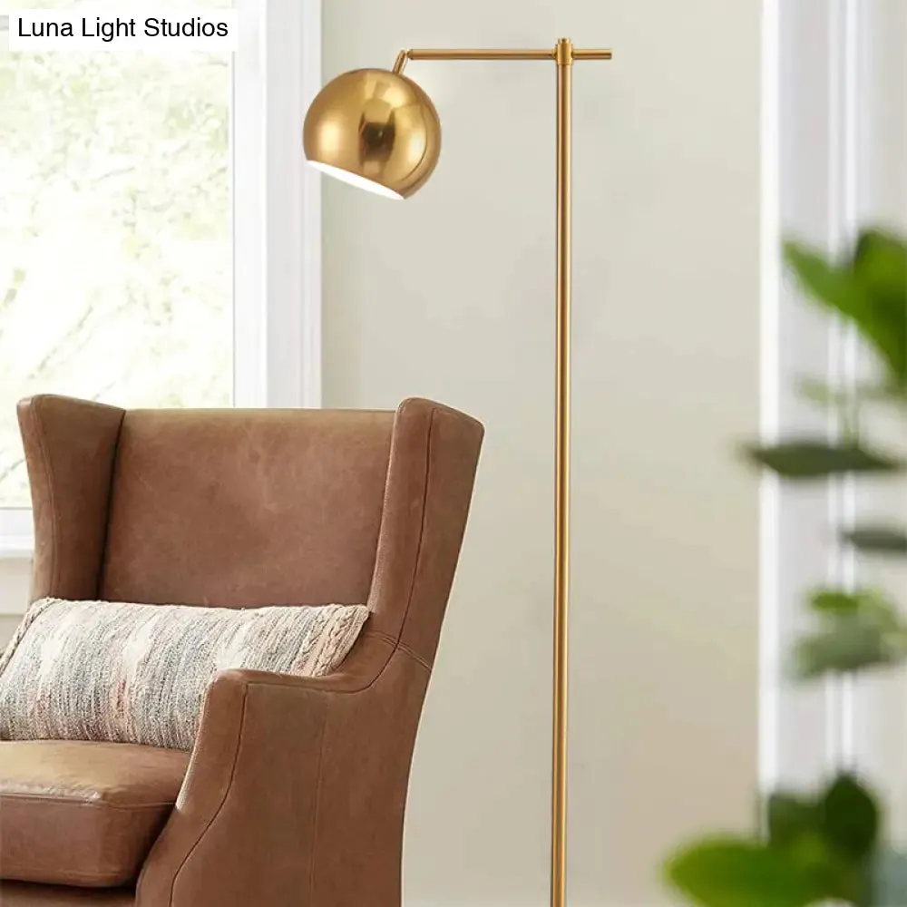 Minimalist Gold Floor Lamp: Dome Metal Standing Light with Adjustable Joint