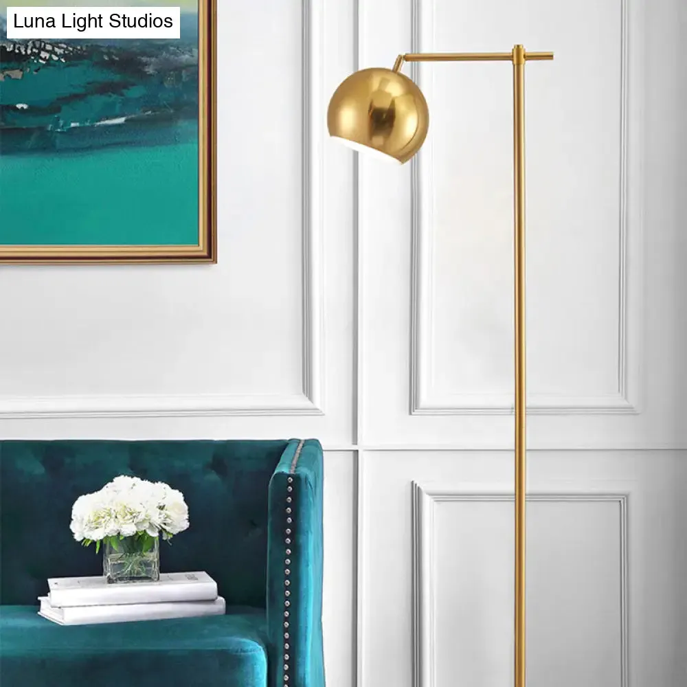 Minimalist Gold Floor Lamp: Dome Metal Standing Light with Adjustable Joint