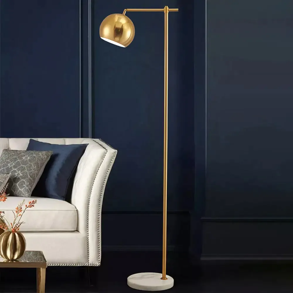 Minimalist Gold Floor Lamp: Dome Metal Standing Light with Adjustable Joint