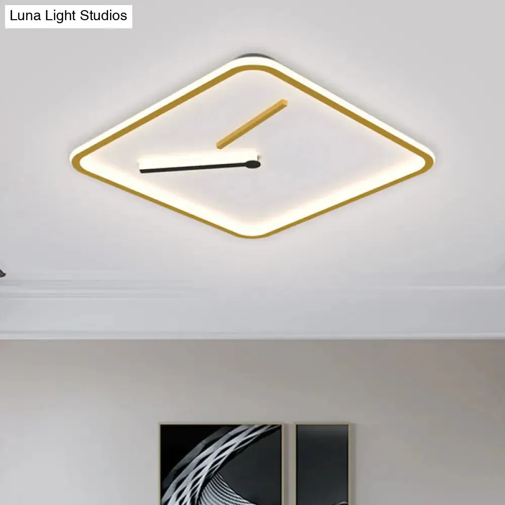 Modern Acrylic LED Flush Mount Lamp - Black/Gold, Warm/White Light - 16"/19.5" Wide