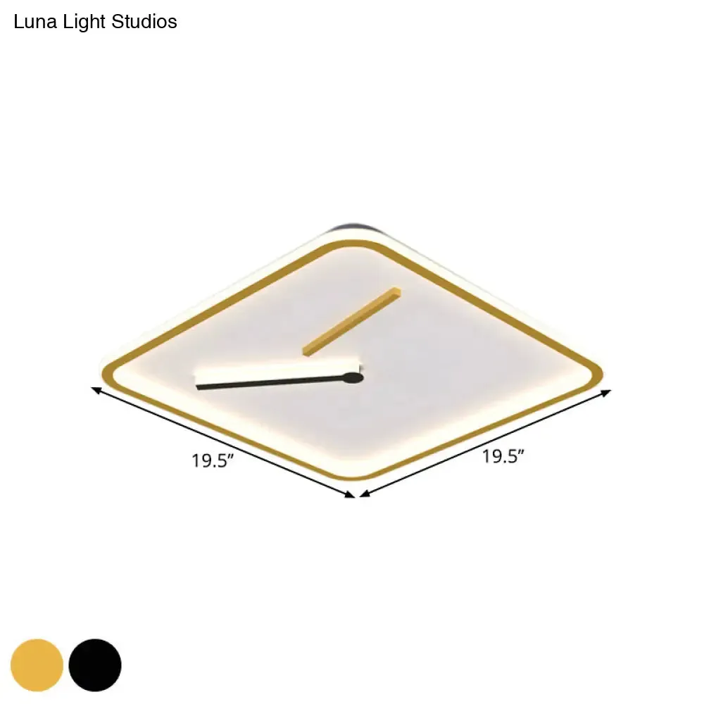 Modern Acrylic LED Flush Mount Lamp - Black/Gold, Warm/White Light - 16"/19.5" Wide