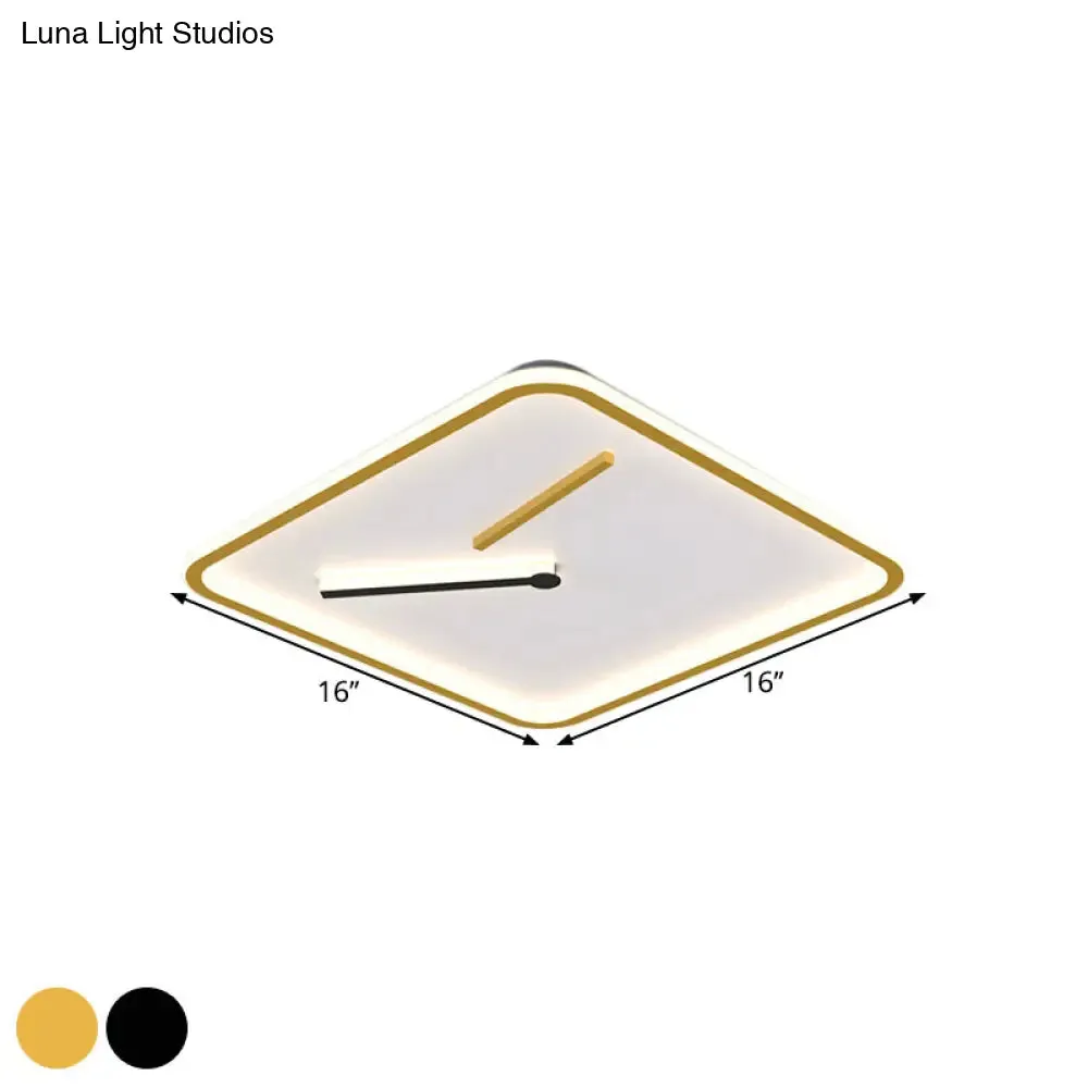 Modern Acrylic LED Flush Mount Lamp - Black/Gold, Warm/White Light - 16"/19.5" Wide