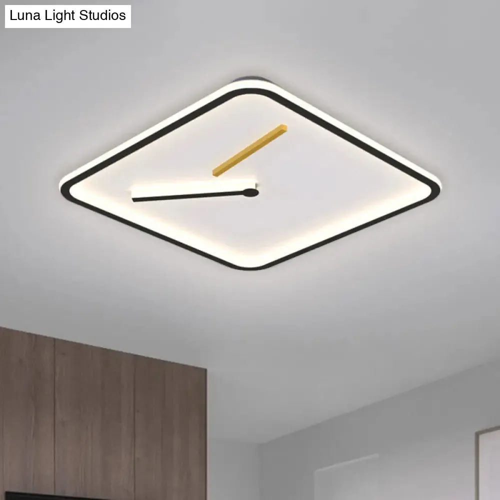 Modern Acrylic LED Flush Mount Lamp - Black/Gold, Warm/White Light - 16"/19.5" Wide