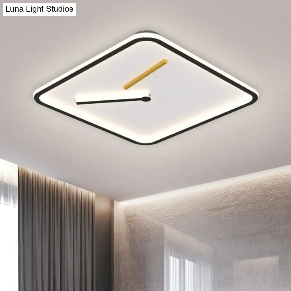 Modern Acrylic LED Flush Mount Lamp - Black/Gold, Warm/White Light - 16"/19.5" Wide