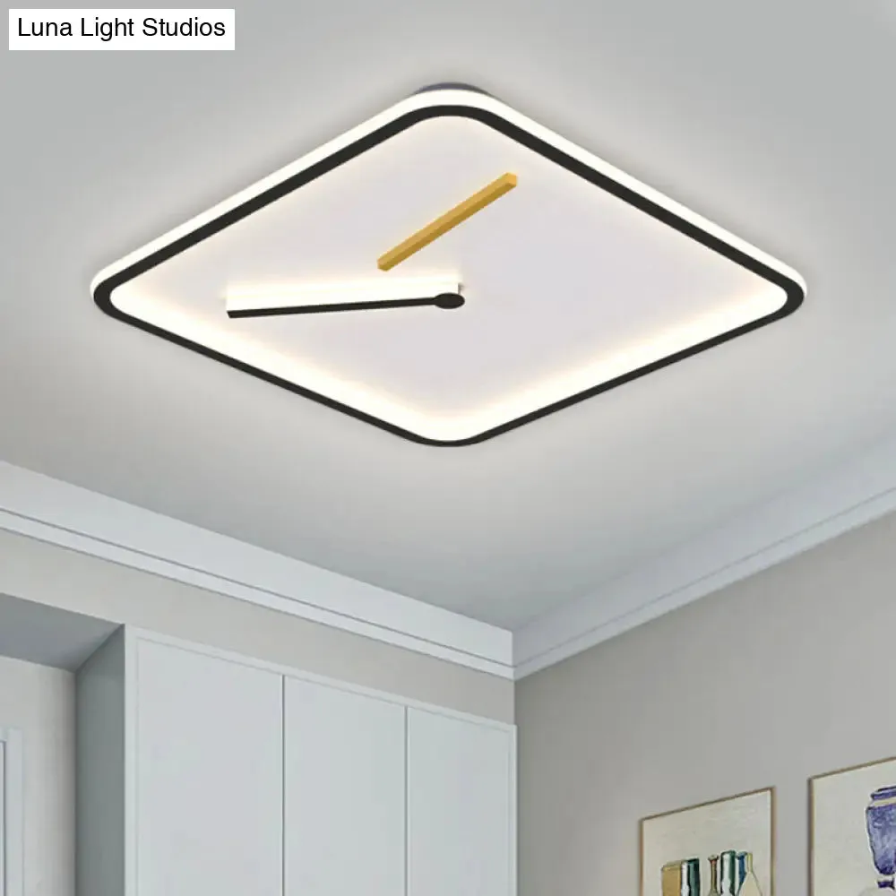 Modern Acrylic LED Flush Mount Lamp - Black/Gold, Warm/White Light - 16"/19.5" Wide