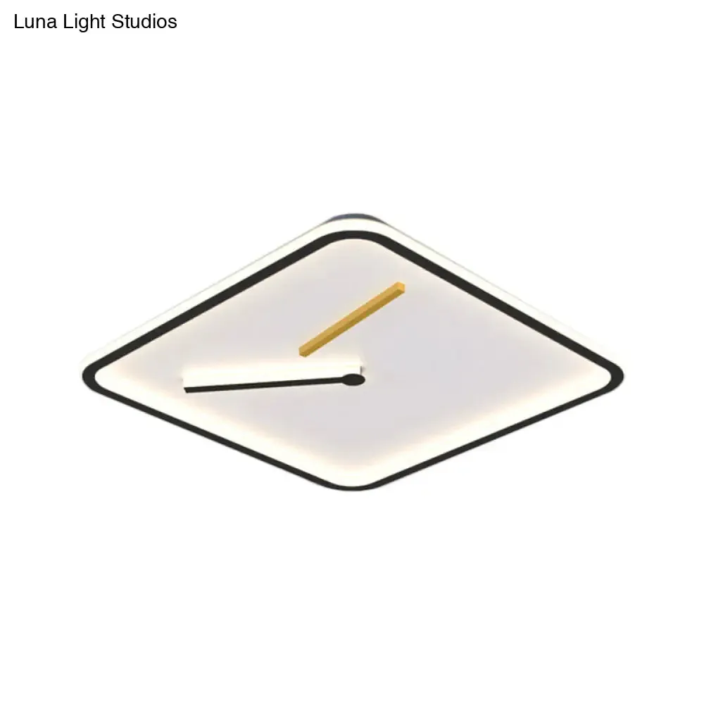 Modern Acrylic LED Flush Mount Lamp - Black/Gold, Warm/White Light - 16"/19.5" Wide