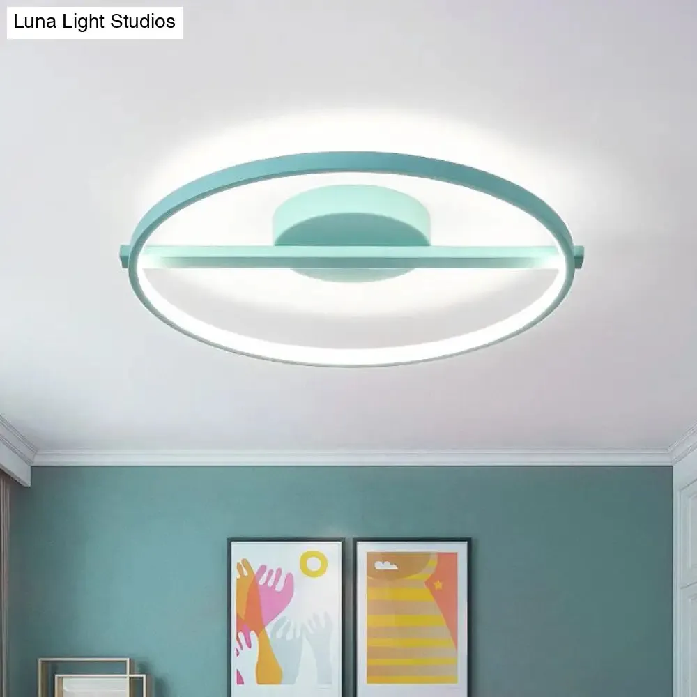 Modern Acrylic Ring Flush Mount Ceiling Light in Black/White/Blue for Living Room - Warm/White Options, 12.5"/16.5"/20.5" Diameter