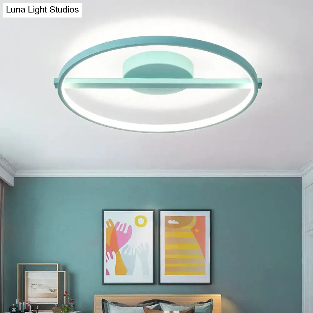 Modern Acrylic Ring Flush Mount Ceiling Light in Black/White/Blue for Living Room - Warm/White Options, 12.5"/16.5"/20.5" Diameter