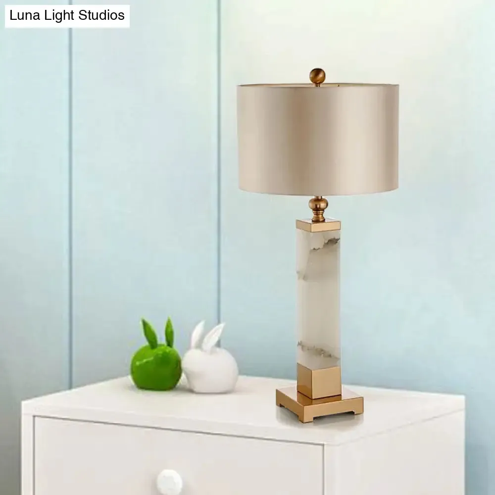 Modern Gold Desk Lamp with Fabric Shade - Ideal for Living Room or Office