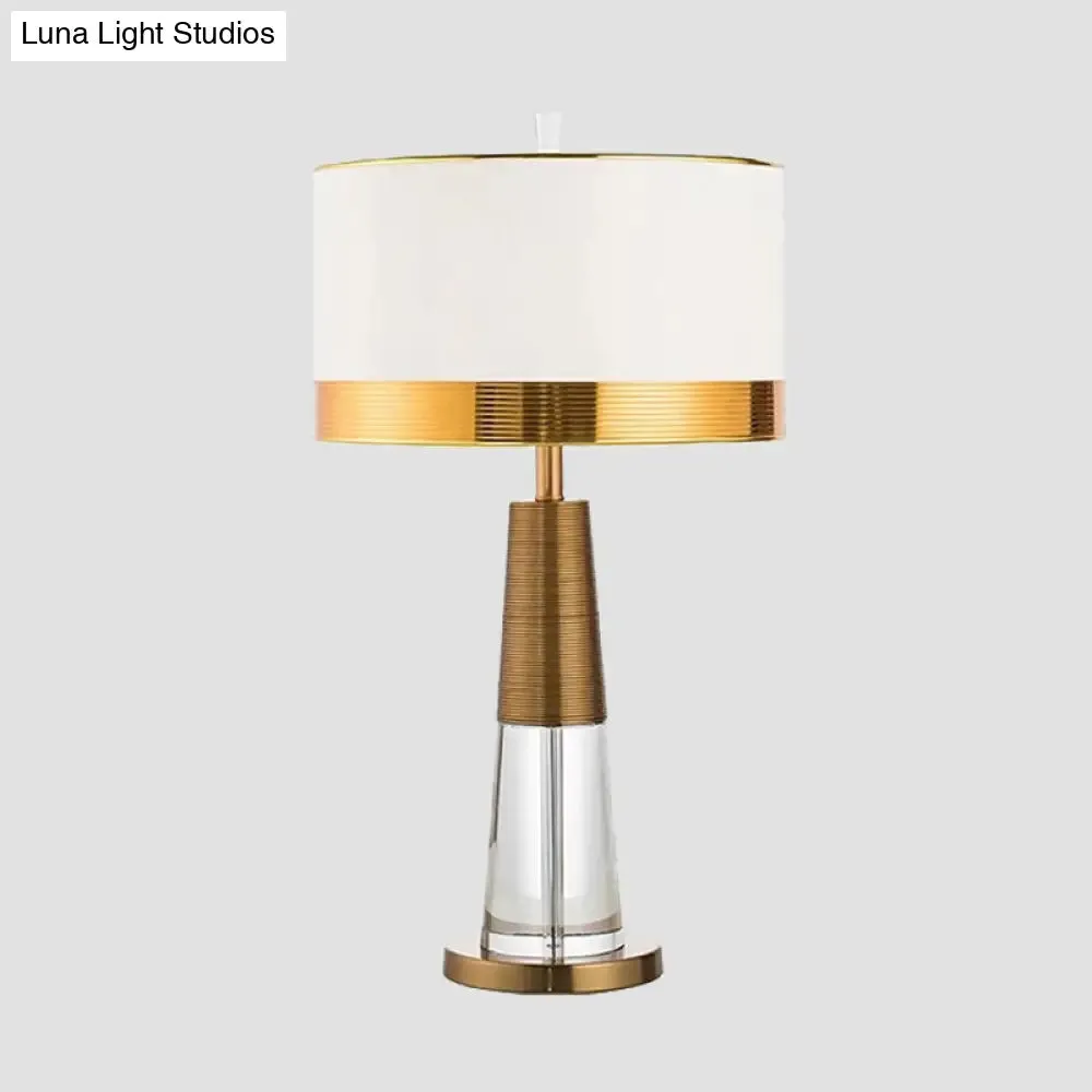 Modern Gold Desk Lamp with Fabric Shade - Ideal for Living Room or Office