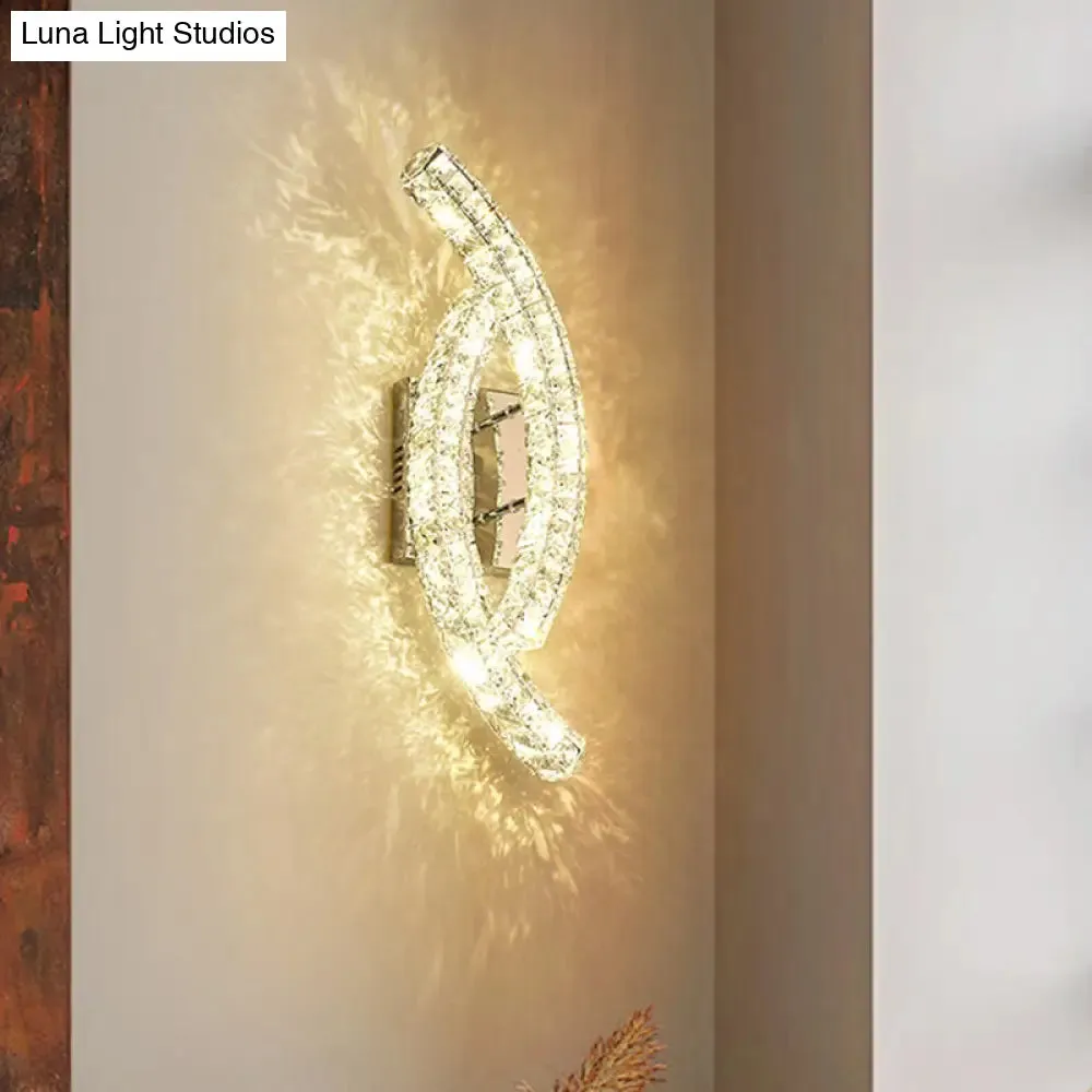 Modern Leaf Wall Light: Crystal Living Room LED Lamp, Stainless-Steel Mount