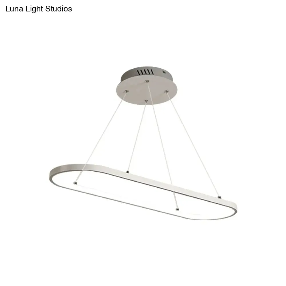 Modern LED Restaurant Ceiling Fixture with Ellipse Metal Shade in Black/White, Warm/White Light