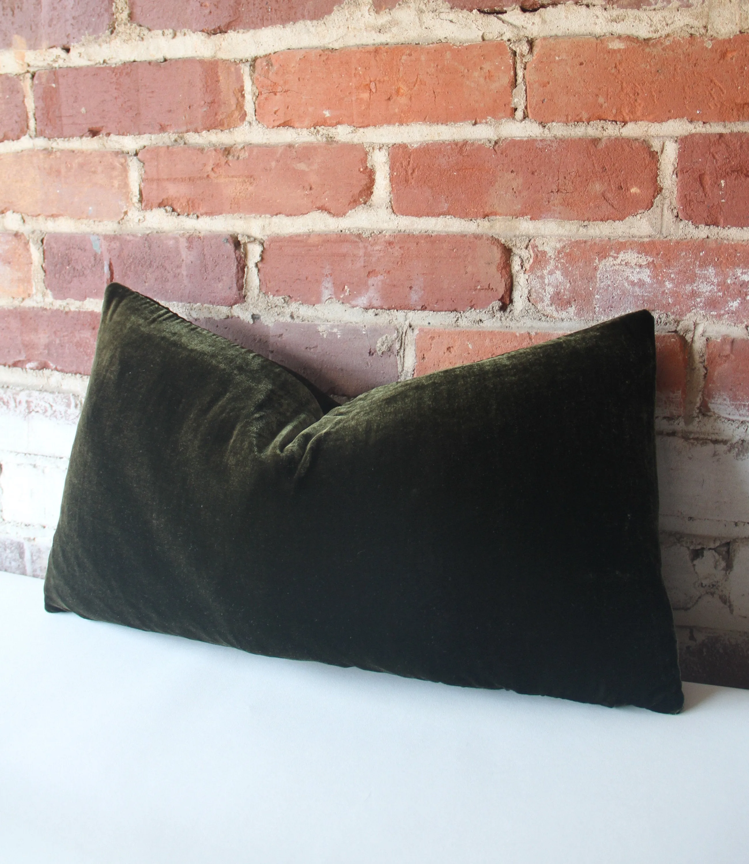 Moss Silk Pillow Cover / Silk Velvet Green Pillow Cover / Solid Velvet pillow case / Green Velvet Pillow Cover / Real Silk Velvet