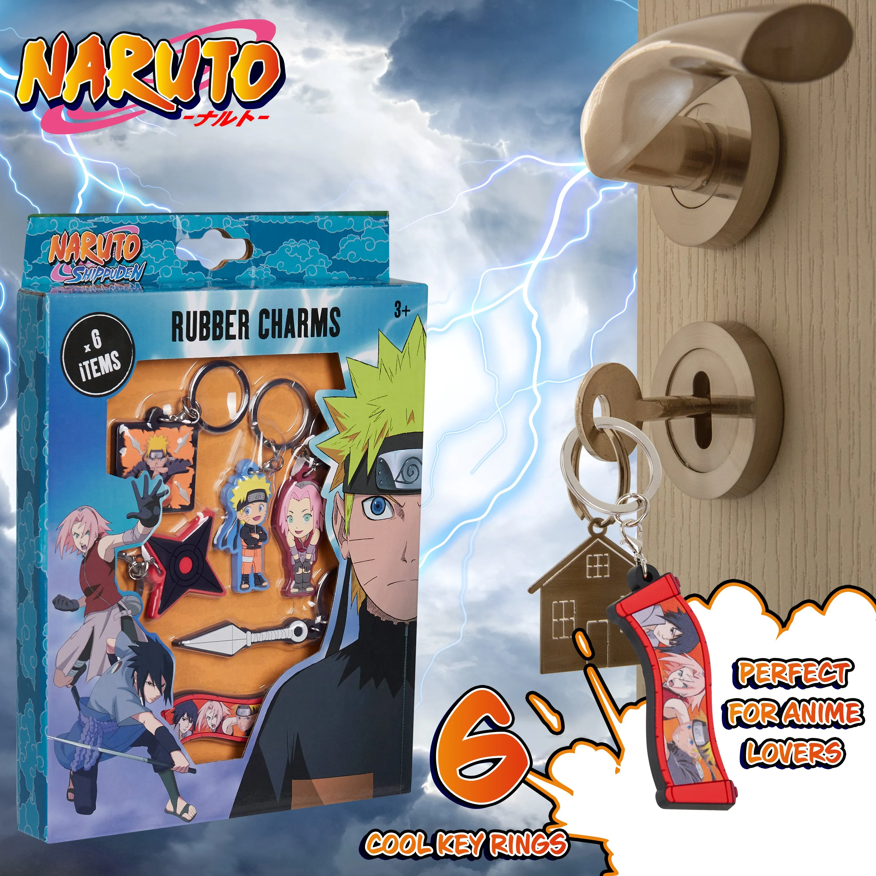 Naruto Keyrings for Kids - Mini Figures 6 Keychains  for Kids