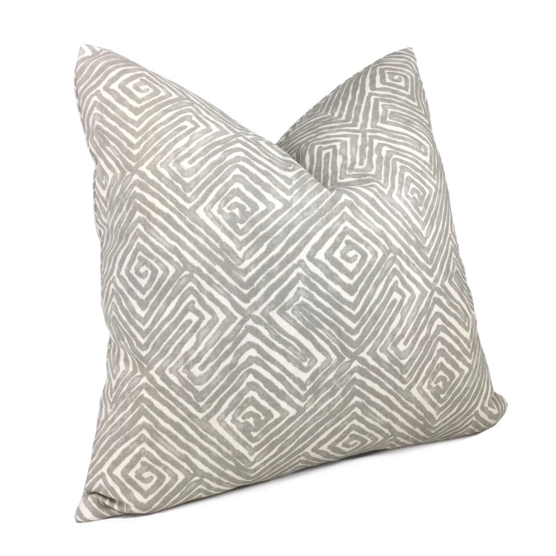 Nate Berkus Tribal Maze Gray Cream Cotton Print Pillow Cover