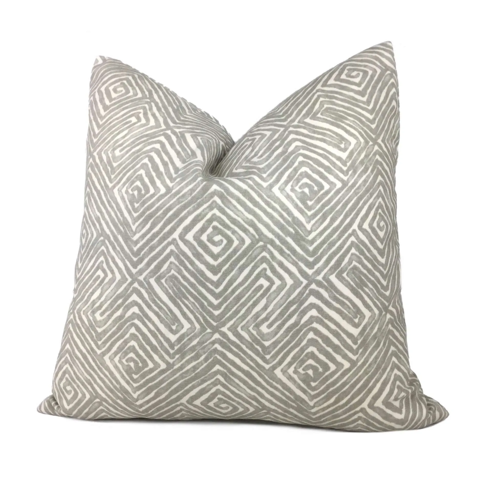 Nate Berkus Tribal Maze Gray Cream Cotton Print Pillow Cover