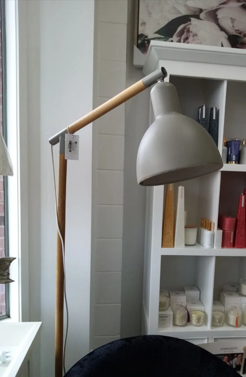 Natural Wood Floor Lamp with Metal Shade