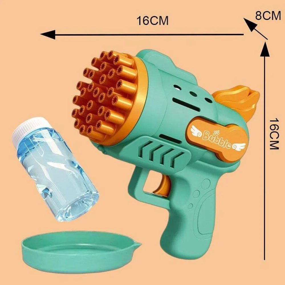 (NET) Electric Soap Bubble Gun 29 Holes Rocket Bubble Machine for Kids